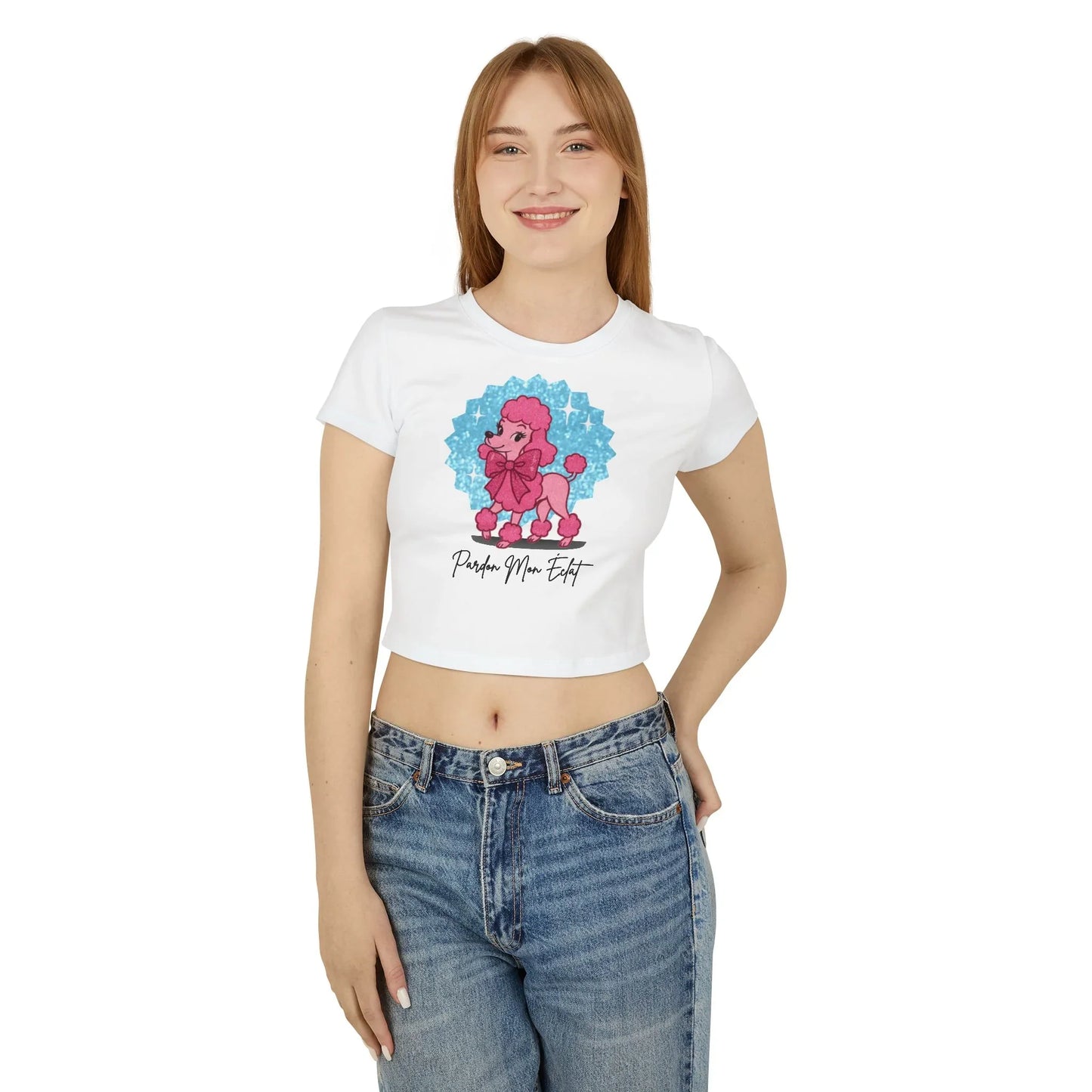Pardon Mon Éclat (Excuse My Sparkle) Pink Poodle Women's Baby Tee - Whippie's