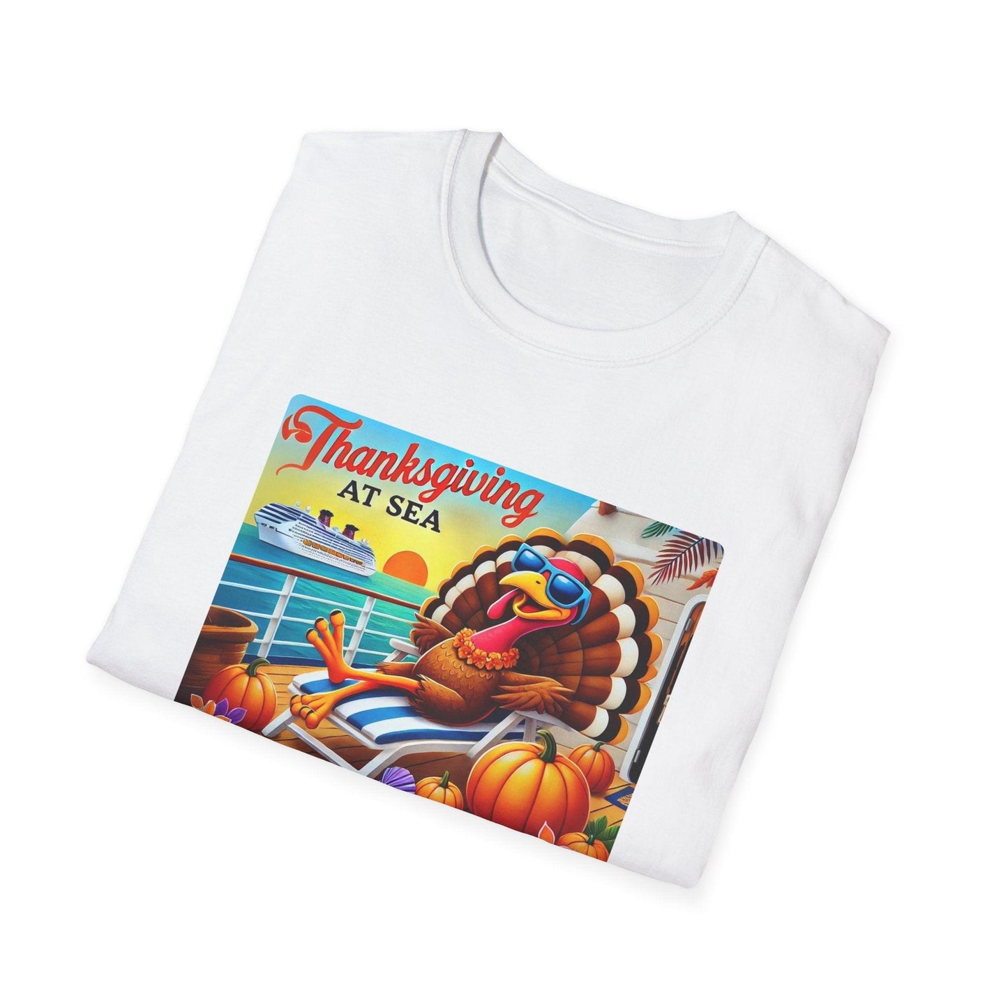 Turkey on Vacation - Gobble 'til You Wobble on the Open Seas! 🦃🚢 Unisex T-Shirt 🍂 - Whippie's