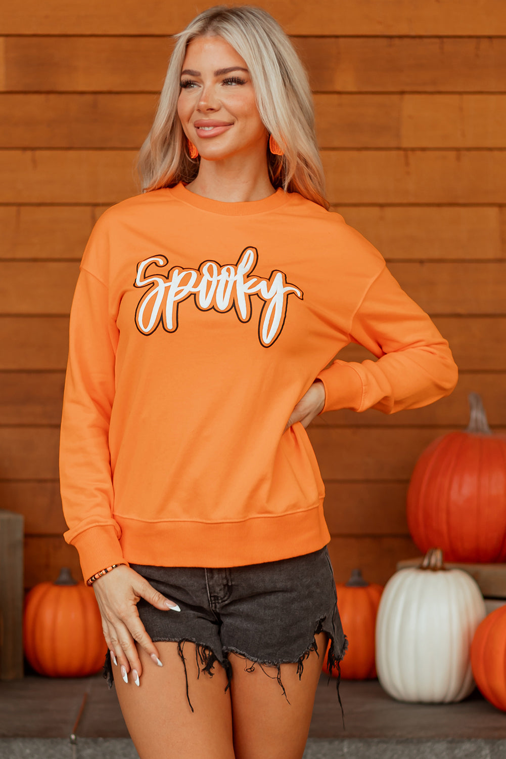 Spooky Halloween Sweatshirt | Grapefruit Orange Pullover