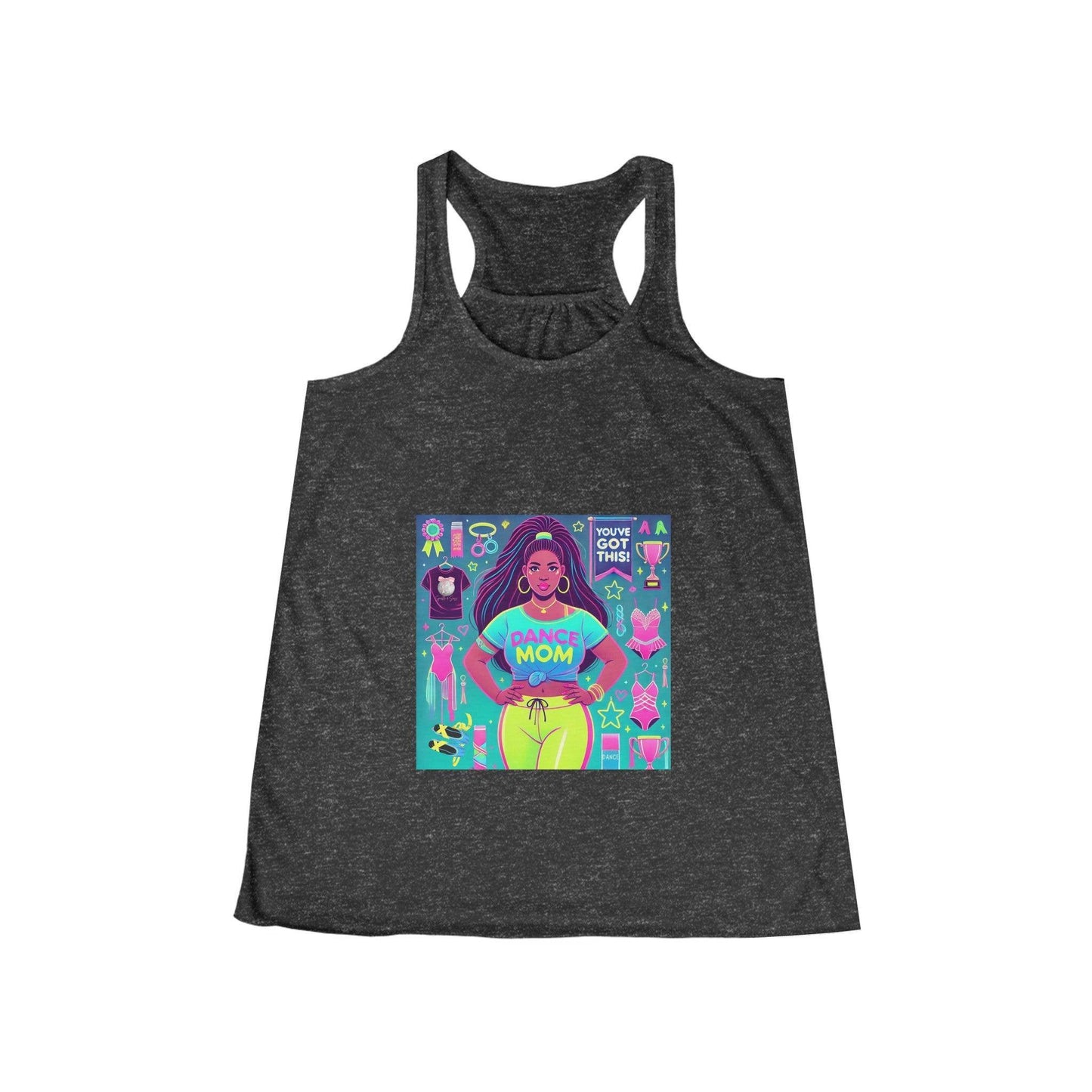 Dance Mom: You've Got This - Darker Skin Tone Mom - Curvy - Women's Flowy Racerback Tank - Whippie's