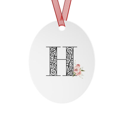 Floral Letters: Letter H - Metal Christmas Ornament - Whippie's
