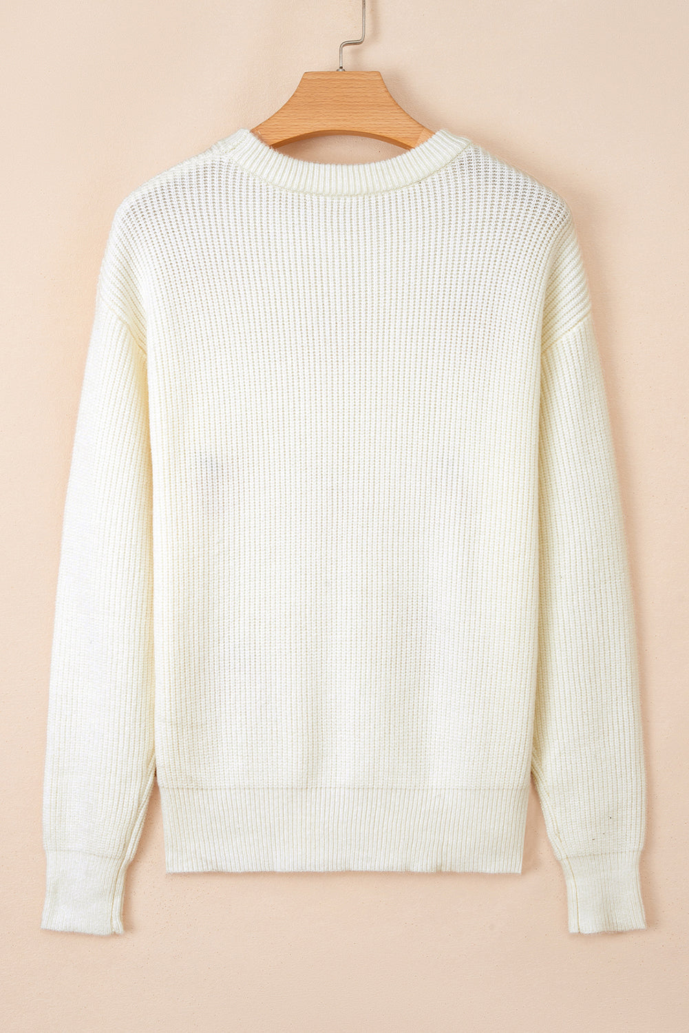 Beige Pumpkin Embroidered Thanksgiving Sweater