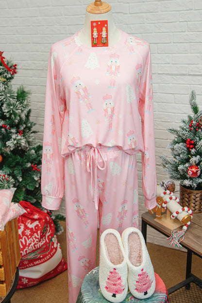 Pink Christmas Tree Nutcracker Pajamas Pant Set