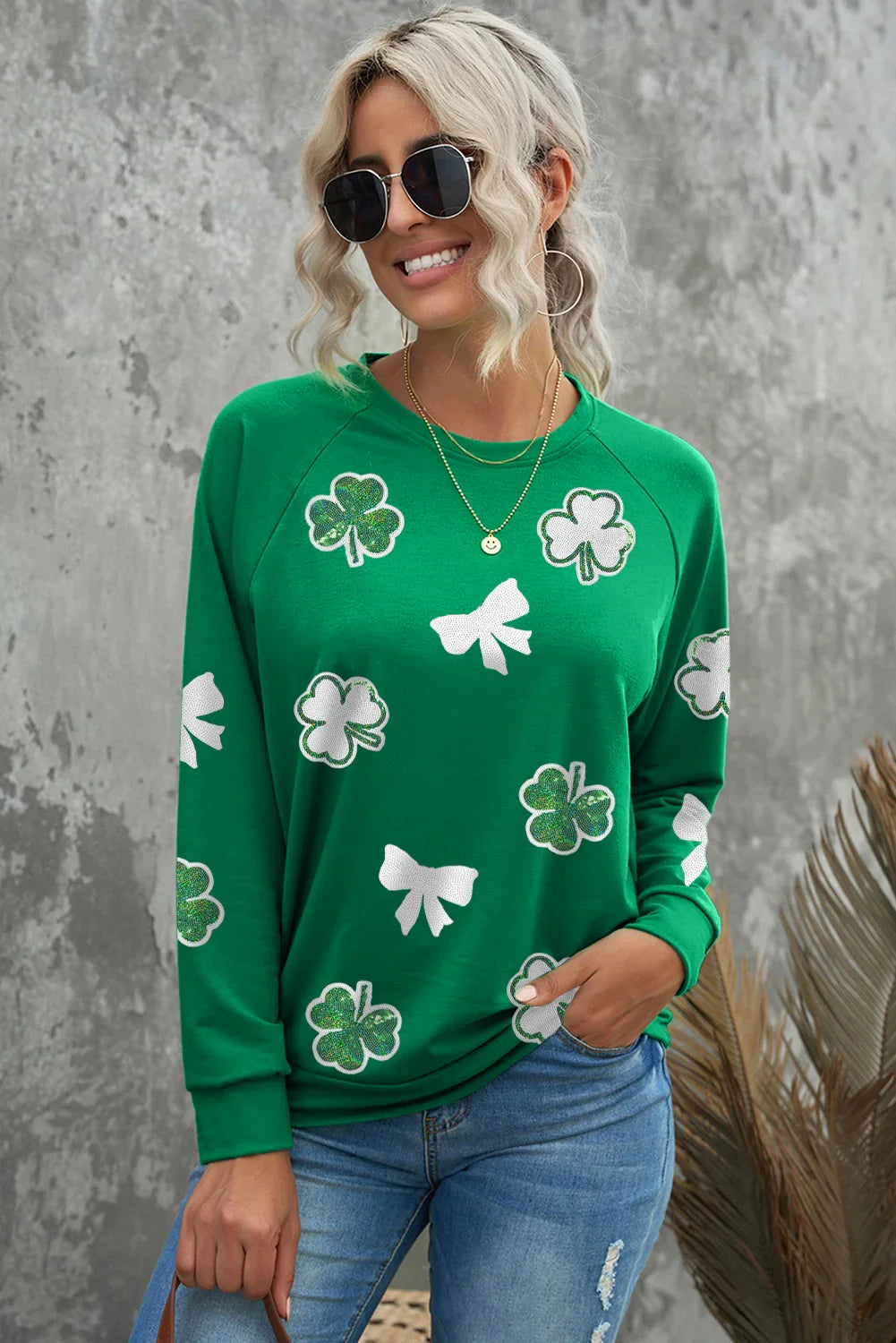 Sequin Bow Clover Sweatshirt | St. Patrick’s Day Boutique Pullover