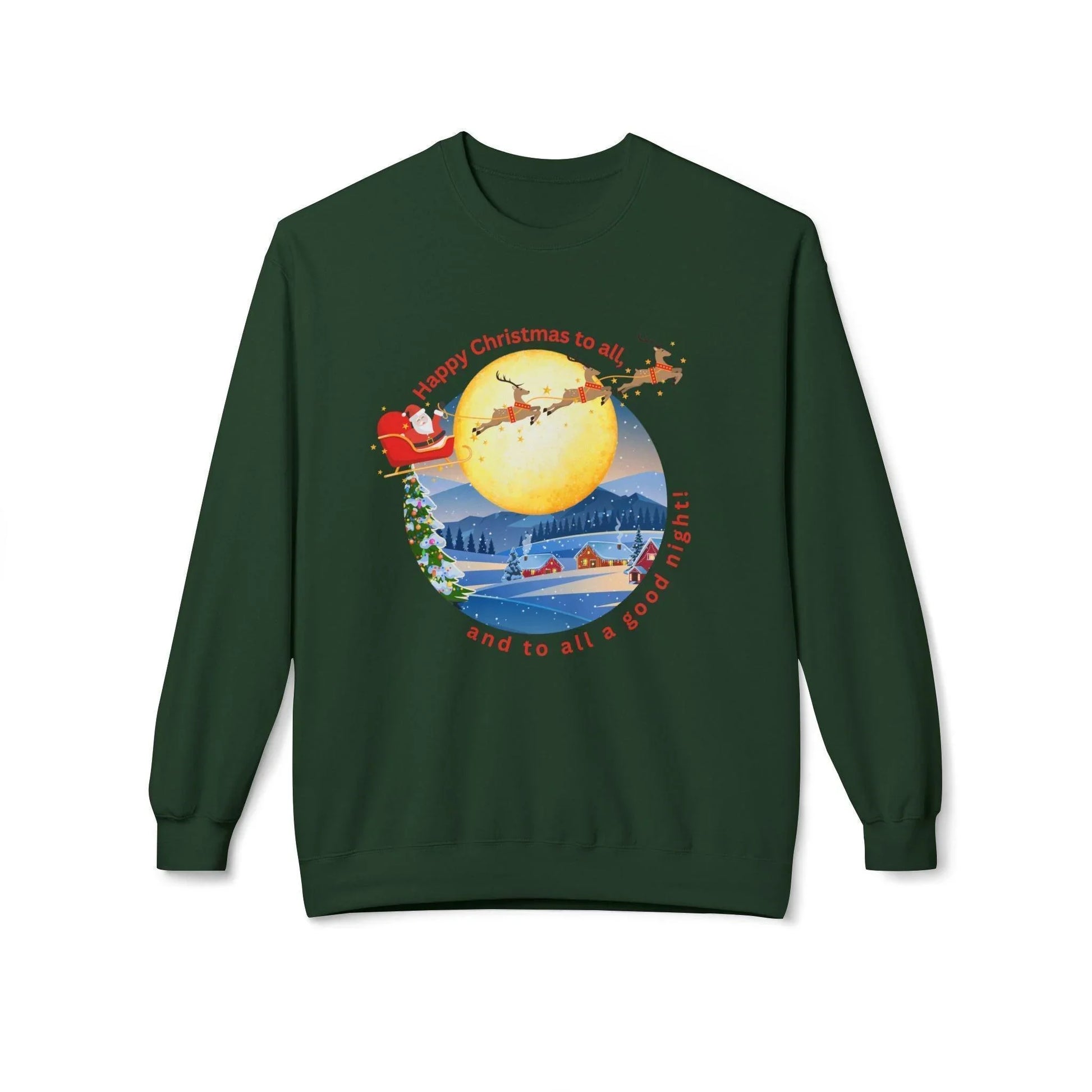 🎅 Happy Christmas to All! 🌕 Unisex Fleece Sweatshirt ✨ Wishing you a magical Christmas Eve! - Whippie's