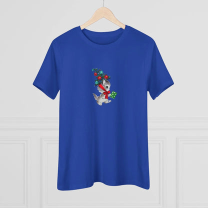 Retro Kittie with Tinsel Christmas Tree Hat - Women's Tee - Whippie's