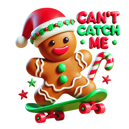 Can't Catch Me! Kids' Tee Gingerbread Man on a Skateboard 🛹💨 - Whippie's
