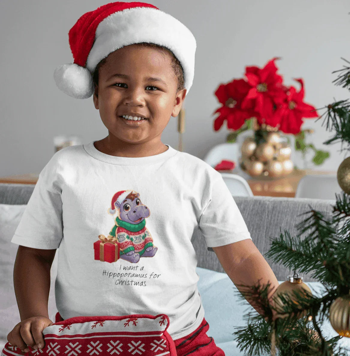 I Want a Hippopotamus for Christmas 🦛🎄 Boy Hippo - Kids' Tee! 🎁✨ - Whippie's