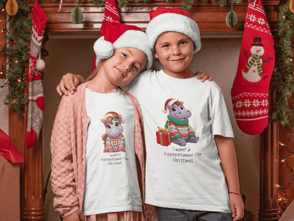 I Want a Hippopotamus for Christmas 🦛🎄 Boy Hippo - Kids' Tee! 🎁✨ - Whippie's