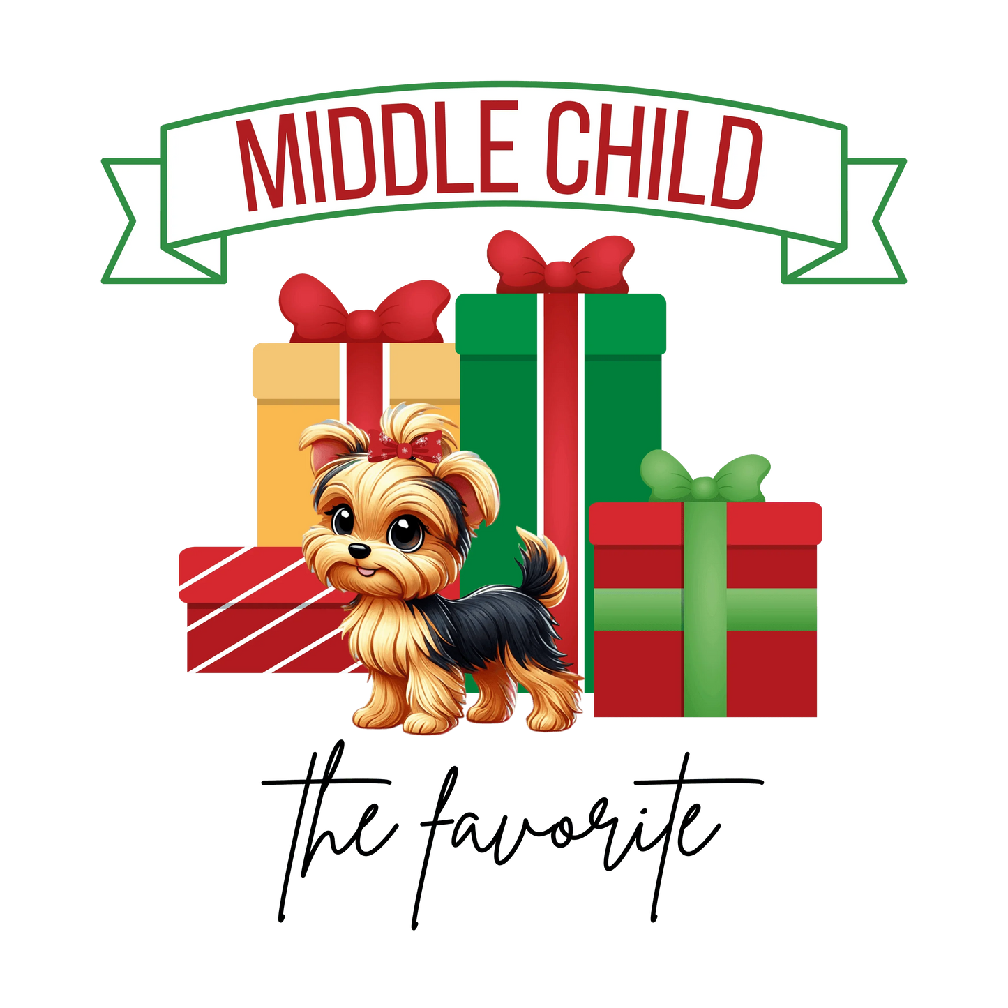 Middle Child, The Favorite 🎁🐶Yorkie - Kids' Tee! 🎁👑 - Whippie's