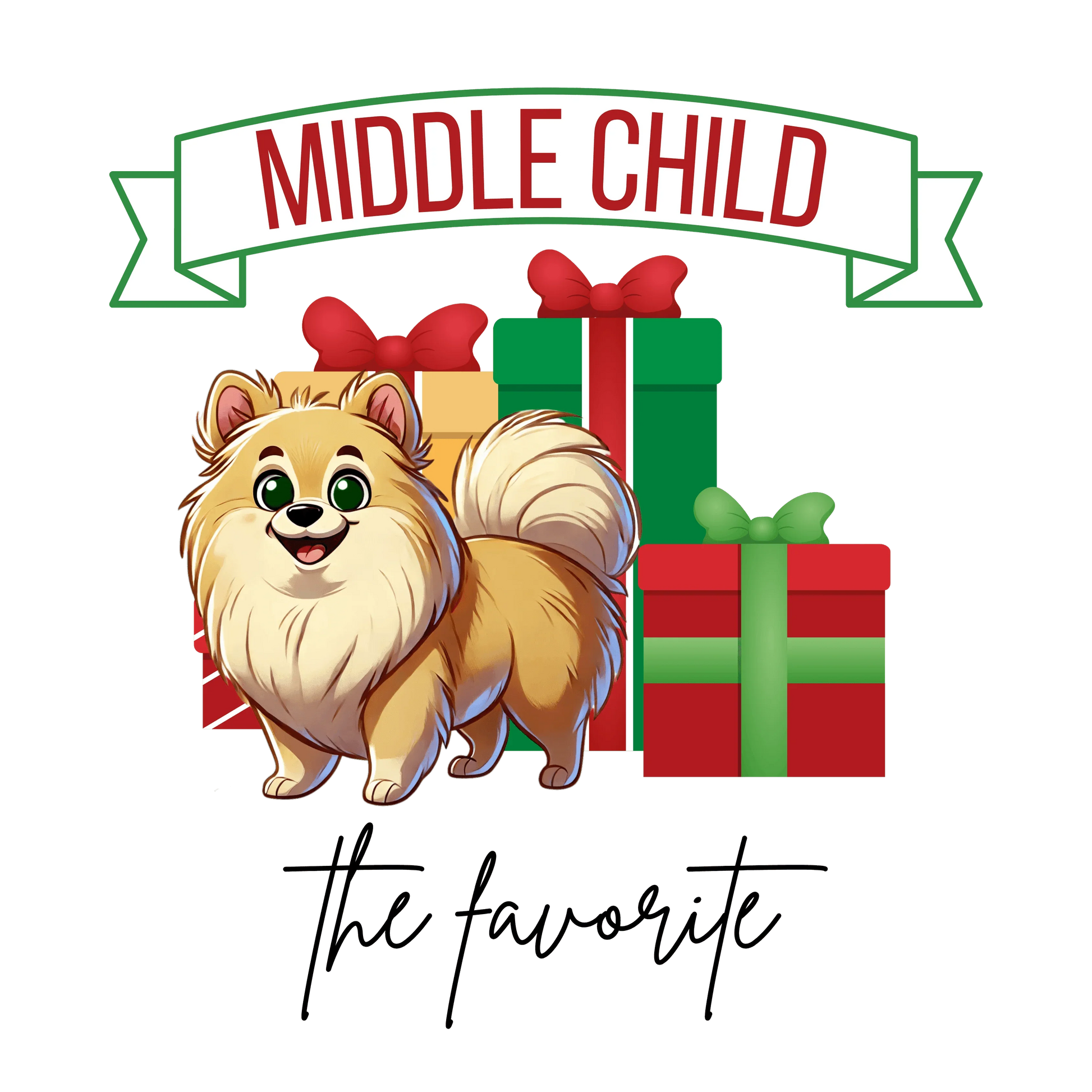 Middle Child, The Favorite 🎁🐶 Pomeranian - Unisex Tee! 🎁👑 - Whippie's