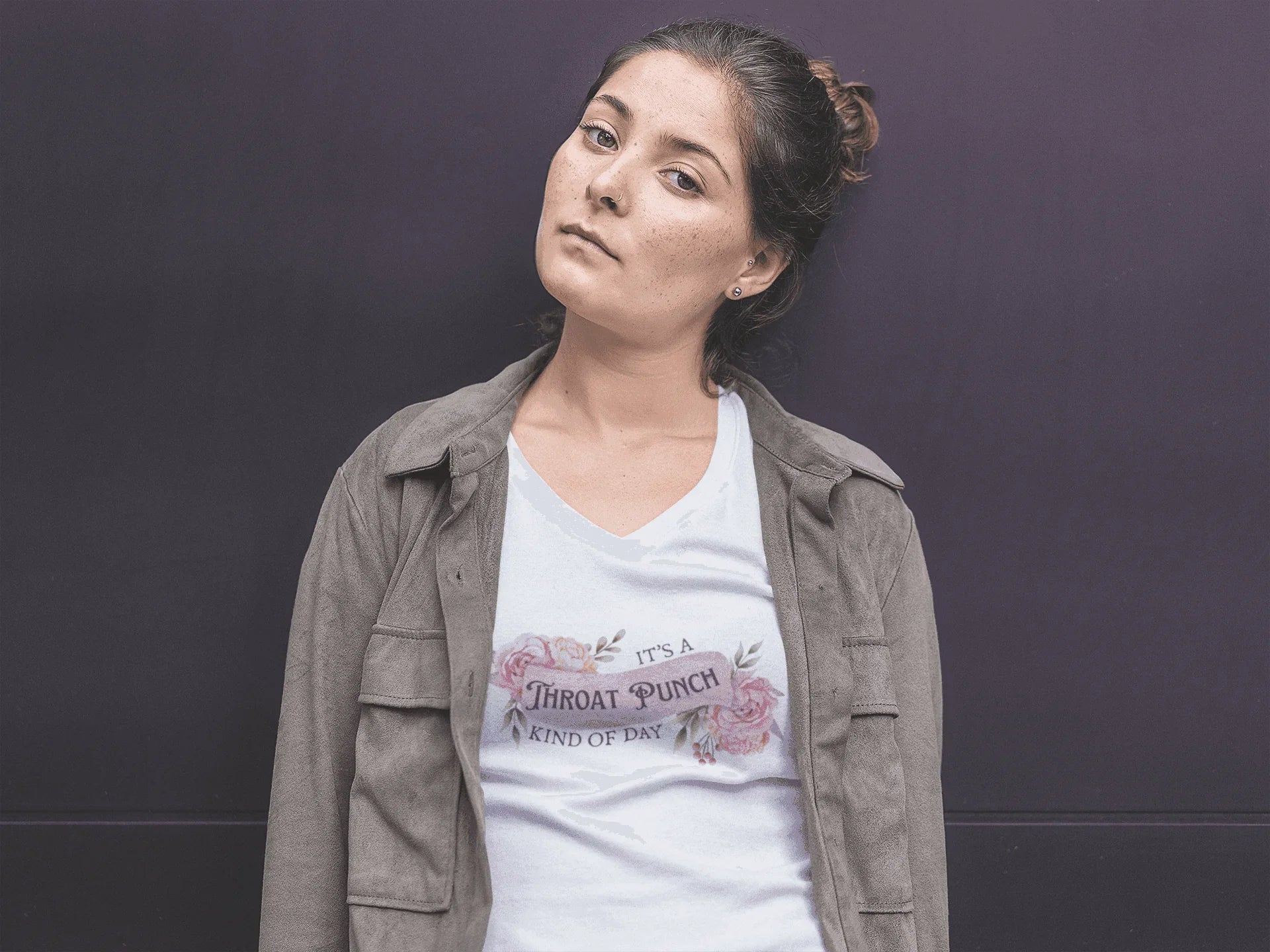 It's a Throat Punch Kind of Day 🌸👊 Unisex Jersey Short Sleeve V-Neck Tee - Whippie's