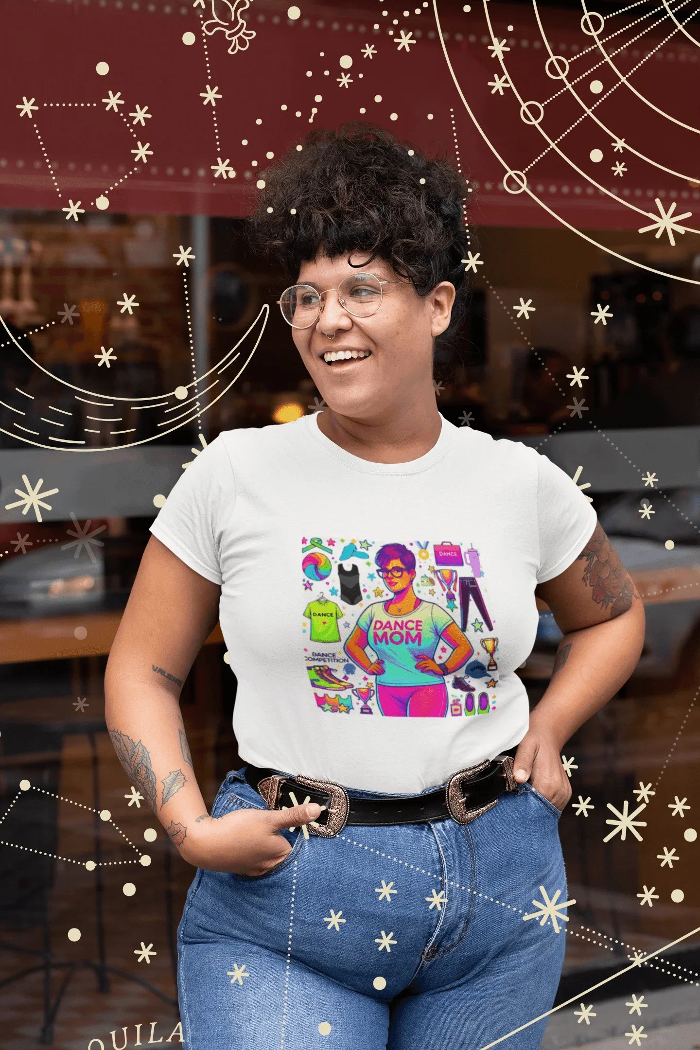 Dance Mom: "You've Got This" - Brunette with Glasses Mom - Short Hair - Boy Dancer - Women's Softsyle Tee - Whippie's