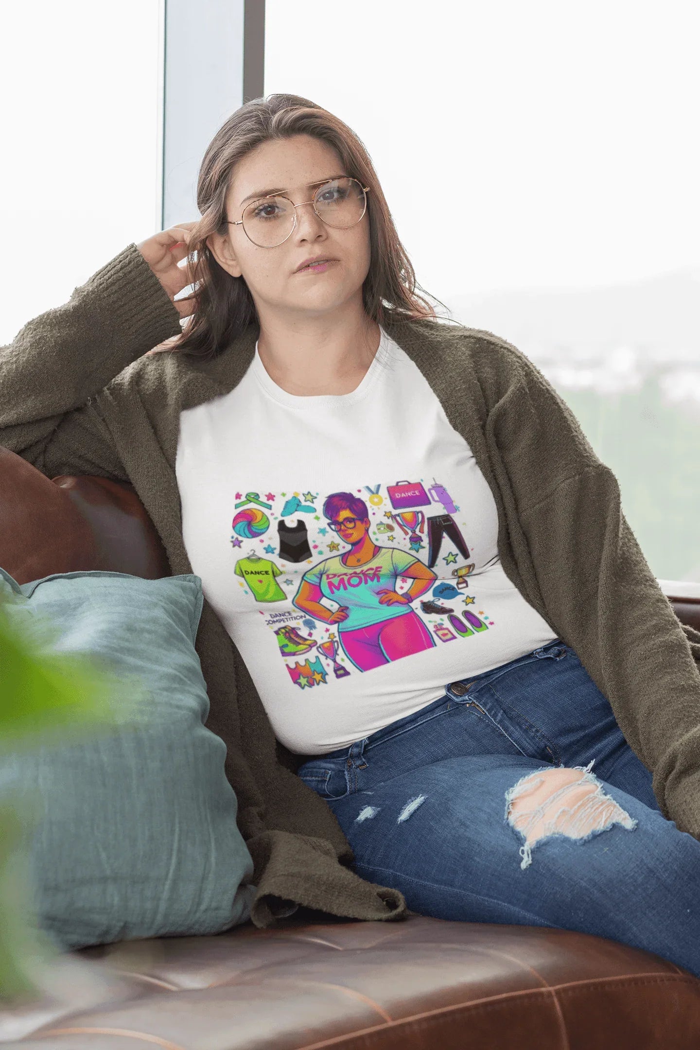 Dance Mom: "You've Got This" - Brunette with Glasses Mom - Short Hair - Boy Dancer - Women's Softsyle Tee - Whippie's