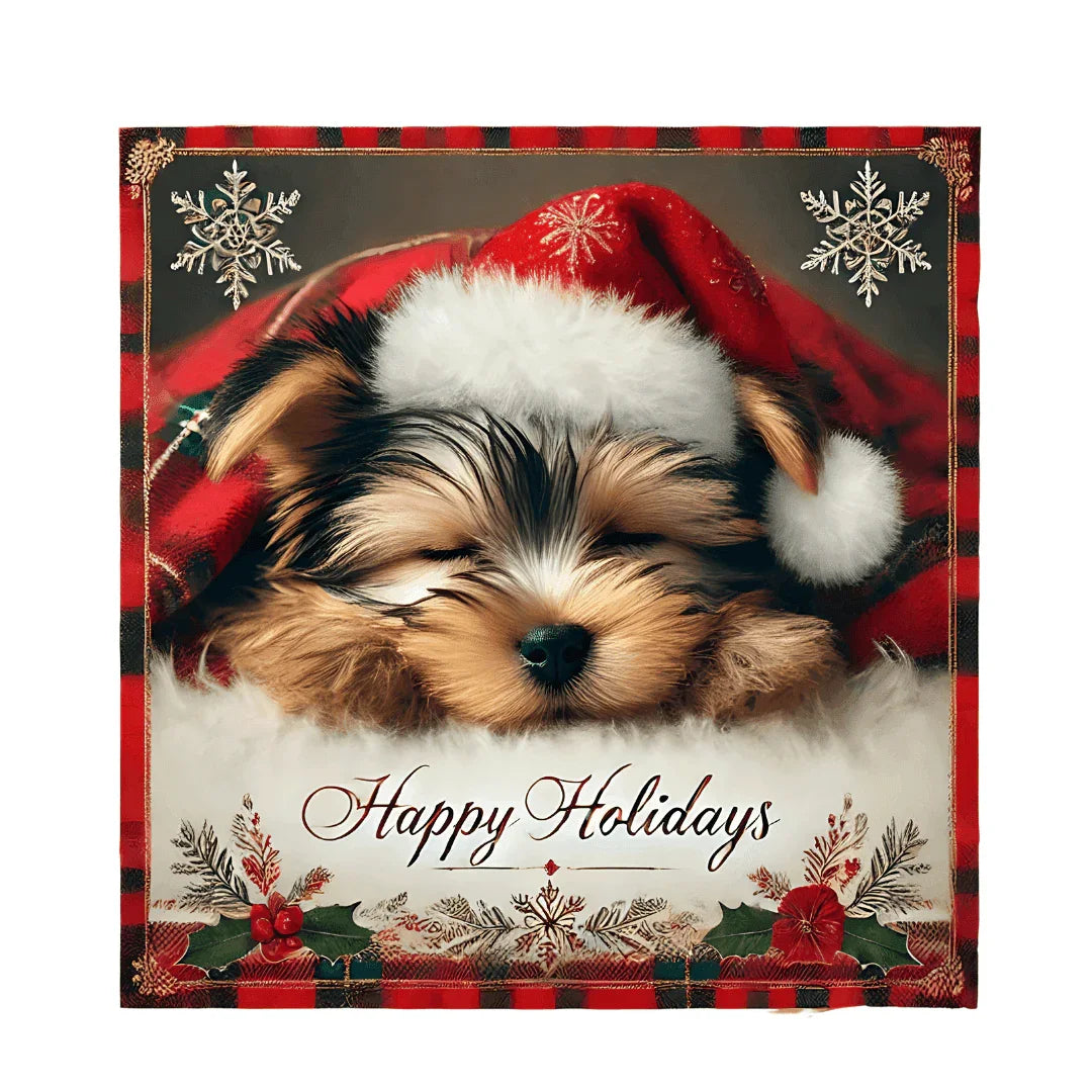 Snoozing Santa's Little Helper: Happy Holidays 🐶 Kids Heavy Cotton™ Tee! - Whippie's