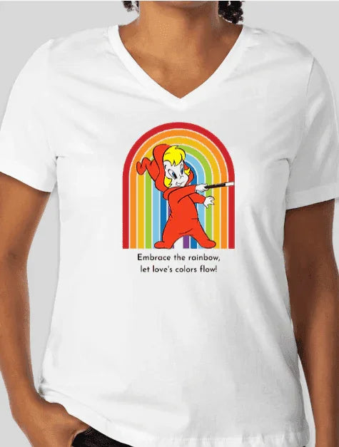Wendy the Good Little Witch: Rainbow of Love - Unisex Jersey Short Sleeve V-Neck Tee - Whippie's