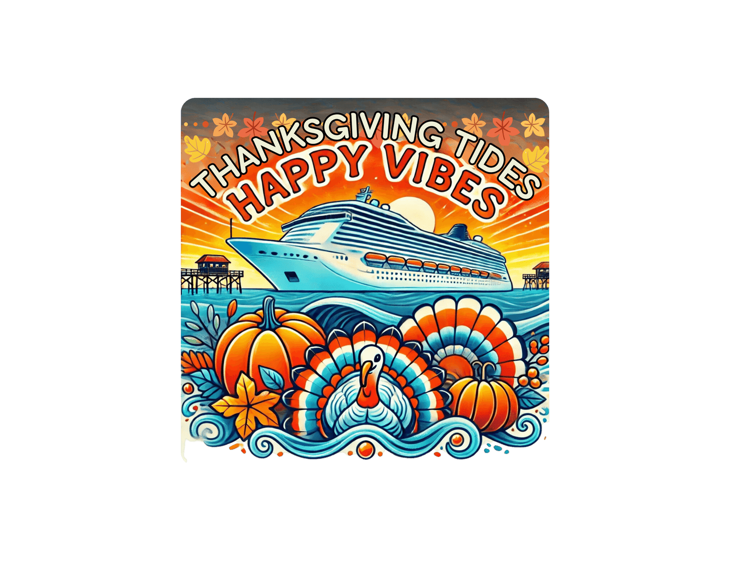 Thanksgiving Tides, Happy Vibes - Unisex T-Shirt - Whippie's
