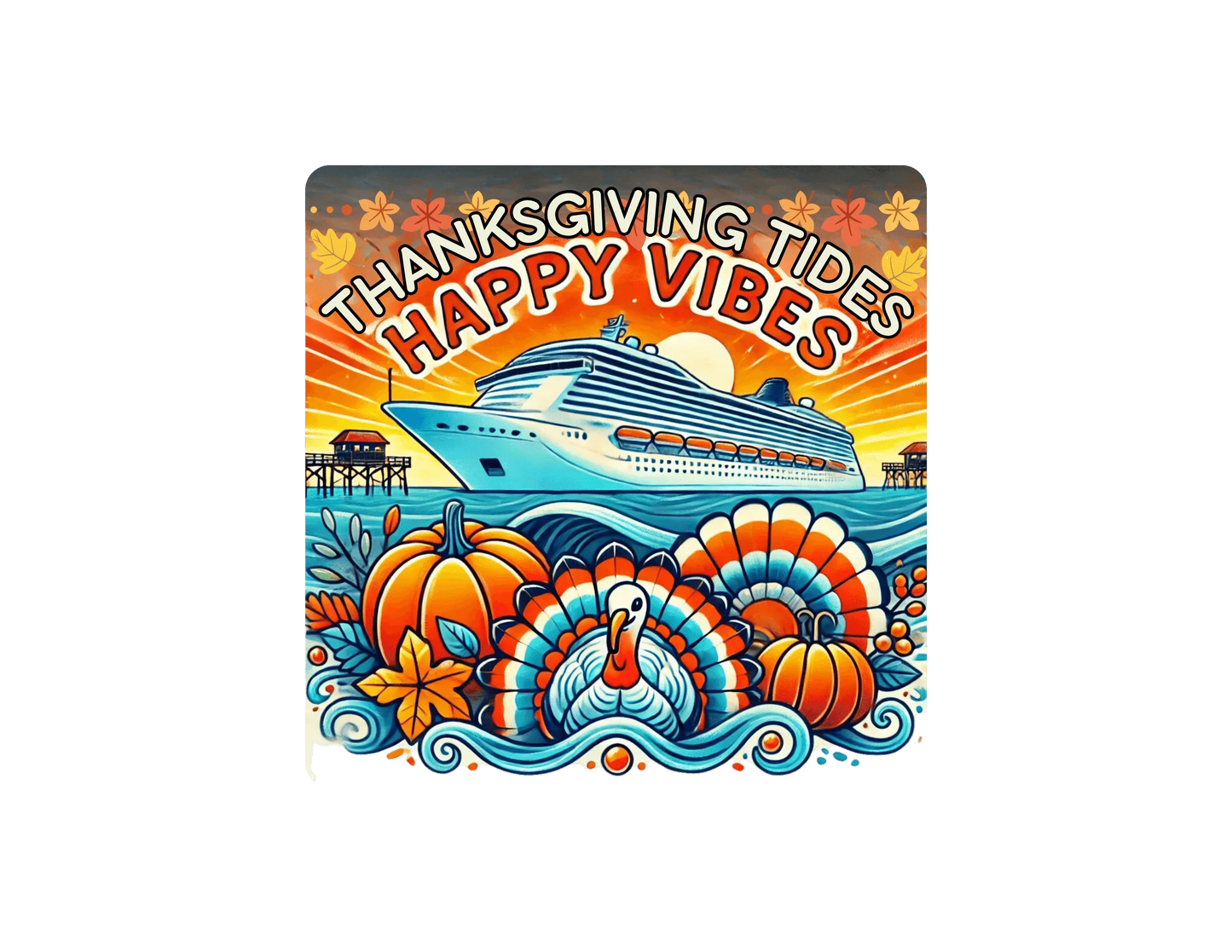 Thanksgiving Tides, Happy Vibes - Toddler Tee - Whippie's