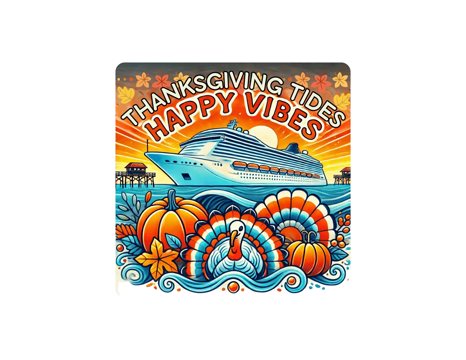 Thanksgiving Tides, Happy Vibes - Toddler Tee - Whippie's