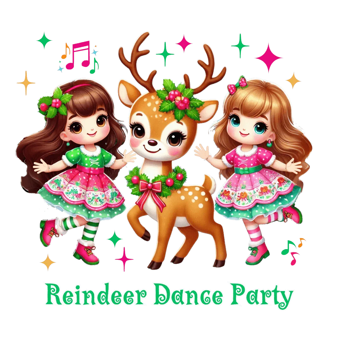 🦌 Reindeer Dance Party 👧 Youth Crewneck Sweatshirt 🎄 - Whippie's