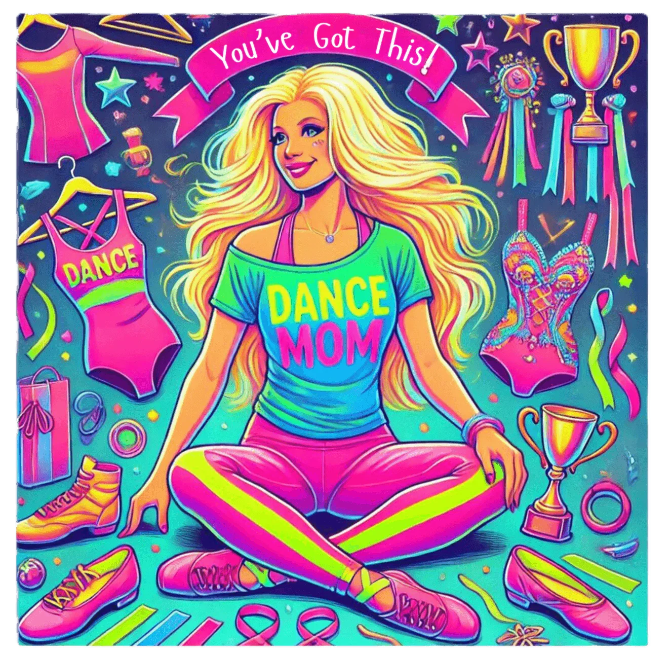 Dance Mom: You've Got This - Blonde Mom - Sitting - Women's Flowy Racerback Tank - Whippie's