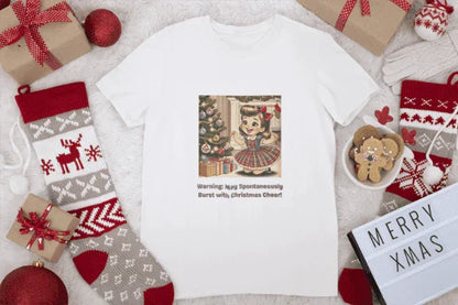Warning: May Spontaneously Burst with Christmas Cheer! - Women's Softstyle Tee - Whippie's