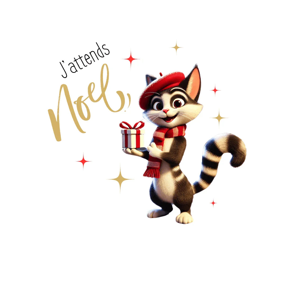 J'attends Noël 🐈‍⬛ Youth Midweight Tee 🎄 A purr-fectly Parisian Christmas for your little one! - Whippie's
