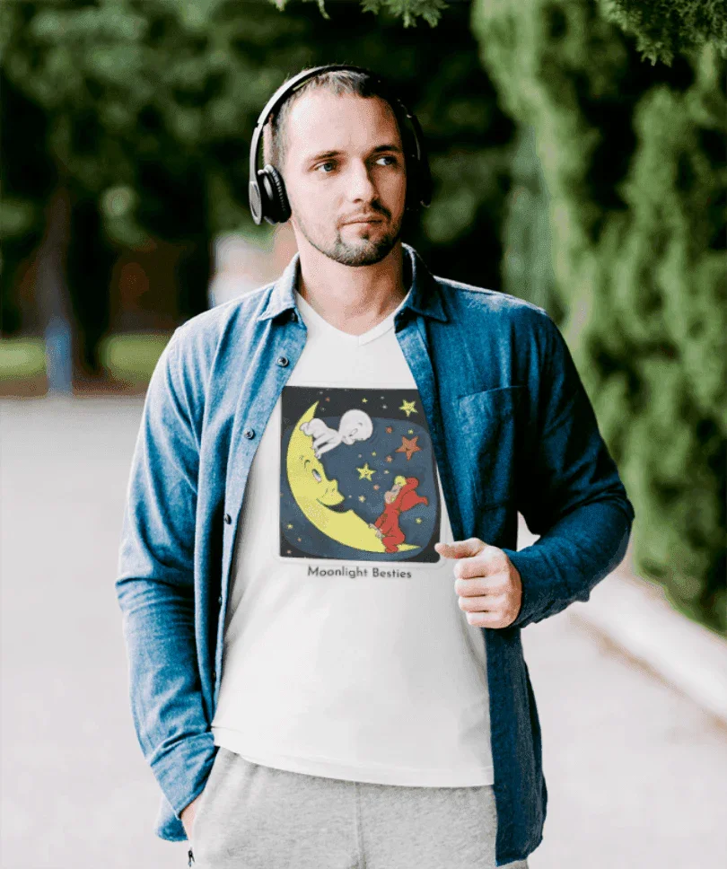 Moonlight Besties - Unisex Jersey Short Sleeve V-Neck Tee - Whippie's