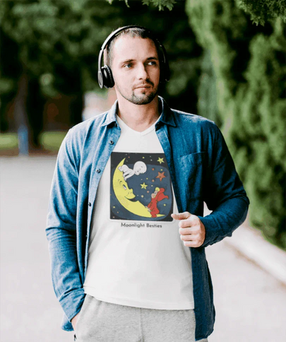 Moonlight Besties - Unisex Jersey Short Sleeve V-Neck Tee - Whippie's