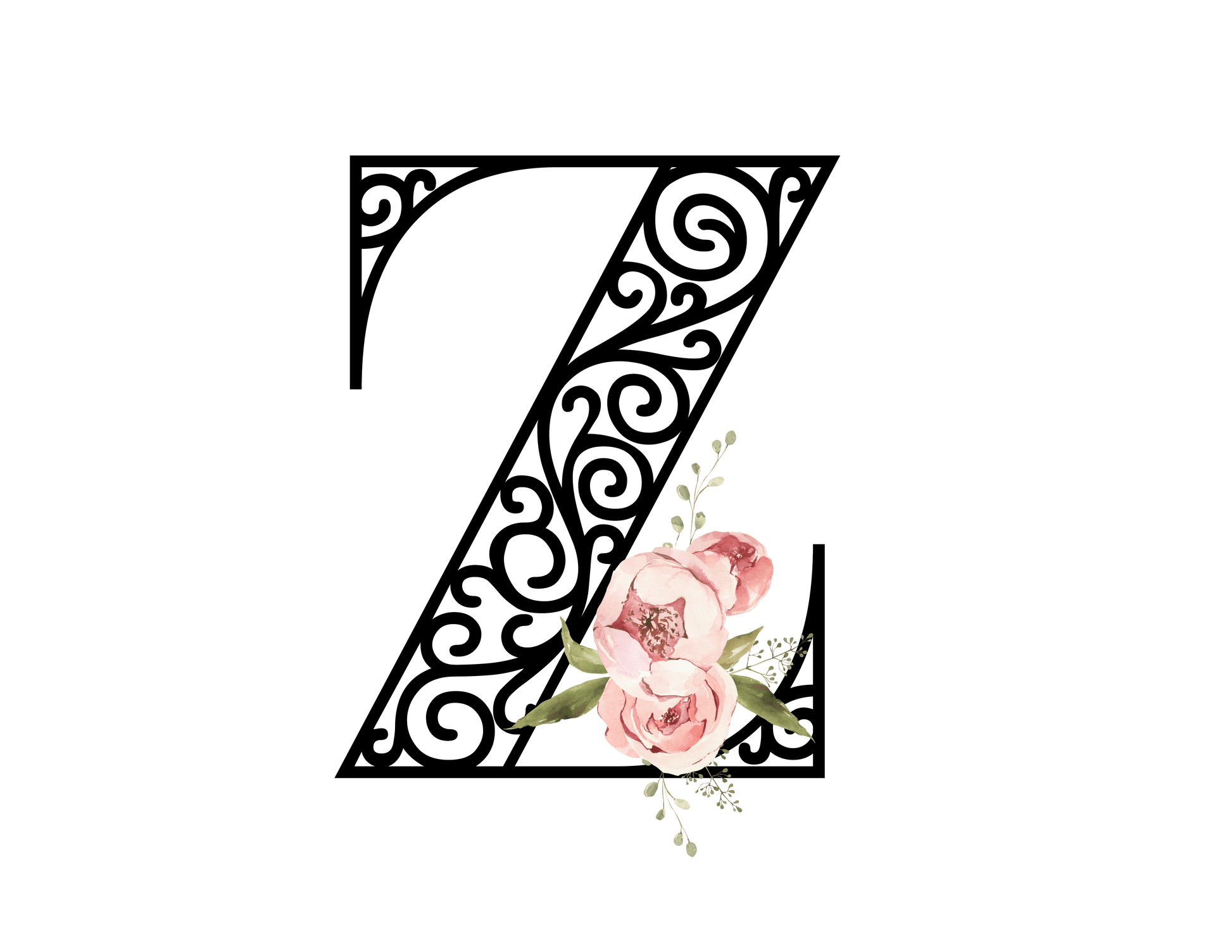 Floral Letters: Letter Z - Peony Youth Tee - Personalizable - Whippie's