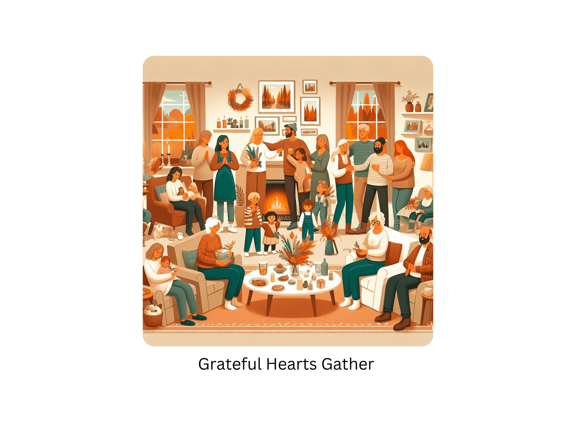 Grateful Hearts Gather - Celebrating Family and Friends 🧡💛🤎 Unisex T-Shirt - Whippie's