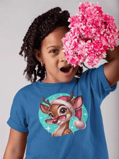 😎 Reindeer Cool 😎 Kids Softstyle Tee ✨ Stay cool this Christmas! - Whippie's