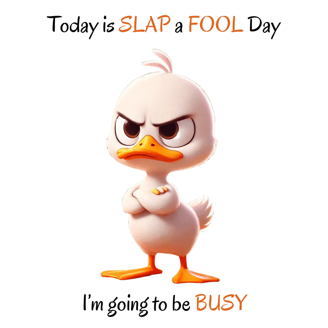 😡 Today is SLAP a FOOL Day! 🐥 Unisex Tee 😂 Warning: Grumpy duckling on the loose! - Whippie's