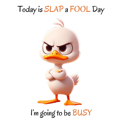 😡 Today is SLAP a FOOL Day! 🐥 Unisex Tee 😂 Warning: Grumpy duckling on the loose! - Whippie's