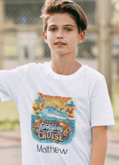 Family Thanksgiving Cruise - Kids Softstyle Tee - Personalizable - Whippie's