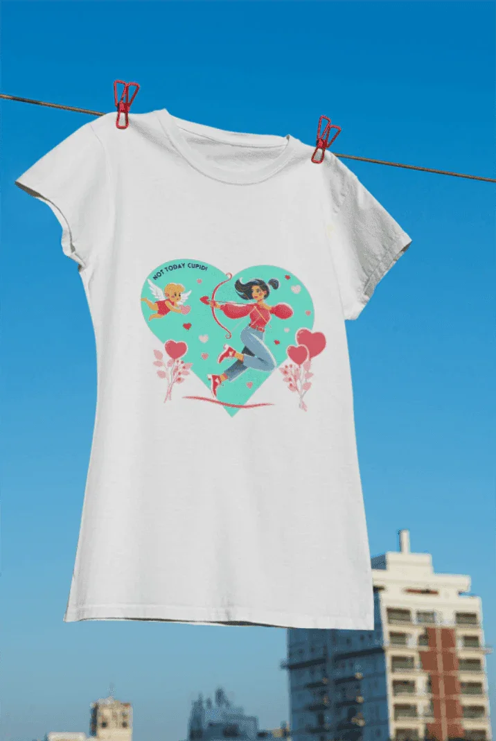 💖 Not Today Cupid! 💘 Women's Boyfriend Tee ✨ Love on your own terms! - Whippie's