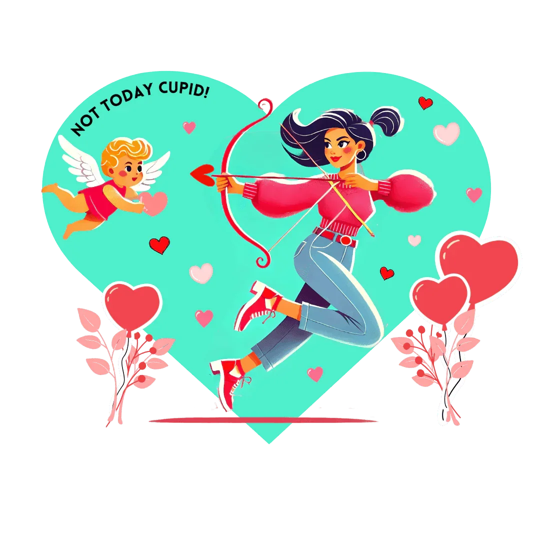 💖 Not Today Cupid! 💘 Women's Boyfriend Tee ✨ Love on your own terms! - Whippie's