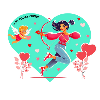 💖 Not Today Cupid! 💘 Women's Boyfriend Tee ✨ Love on your own terms! - Whippie's