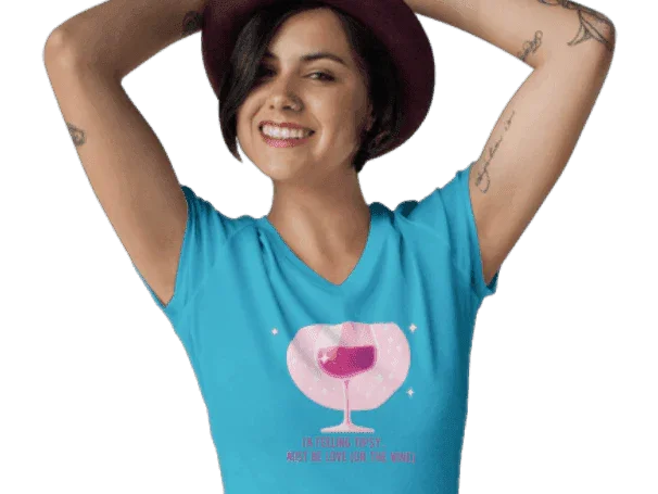 💖 I'm Feeling Tipsy... Must Be Love (or the Wine) 🍷 Ladies' V-Neck Tee ✨ Celebrate love and wine! - Whippie's