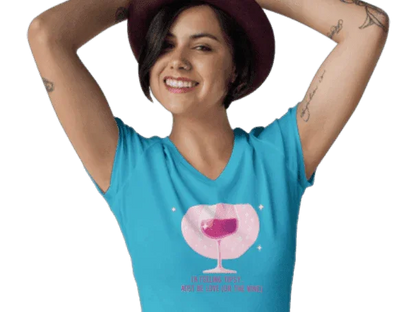 💖 I'm Feeling Tipsy... Must Be Love (or the Wine) 🍷 Ladies' V-Neck Tee ✨ Celebrate love and wine! - Whippie's