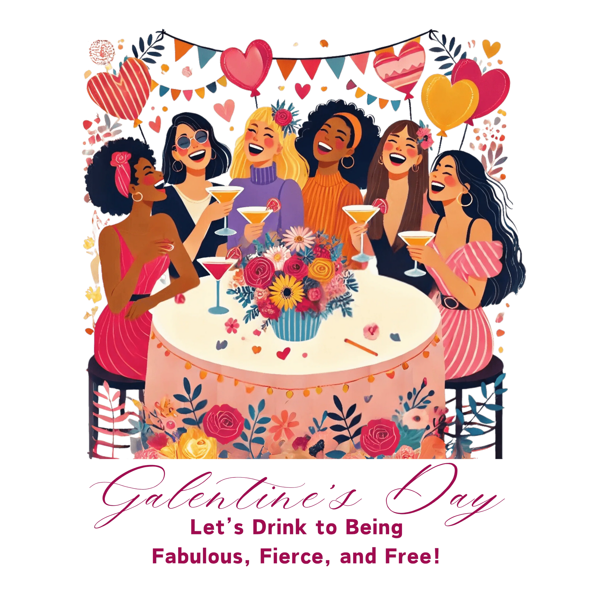 💖 Galentine's Day: Fabulous, Fierce & Free! 🥂 Ladies' V-Neck Tee ✨ Celebrate the power of female friendship! - Whippie's