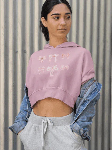 Pink Bow Power Cropped Hoodie - Bow-tiful and Cozy 🎀💖 - Whippie's