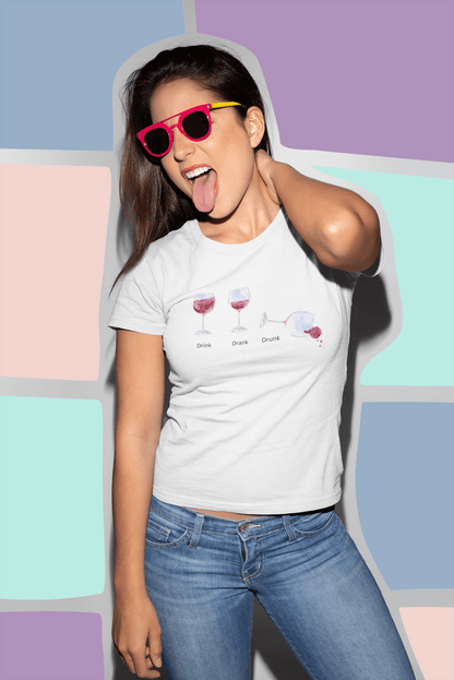 Drink, Drank, Drunk Tee - Sip, Savor, Repeat 🍷🍷🍷 - Women's Softstyle Tee - Whippie's