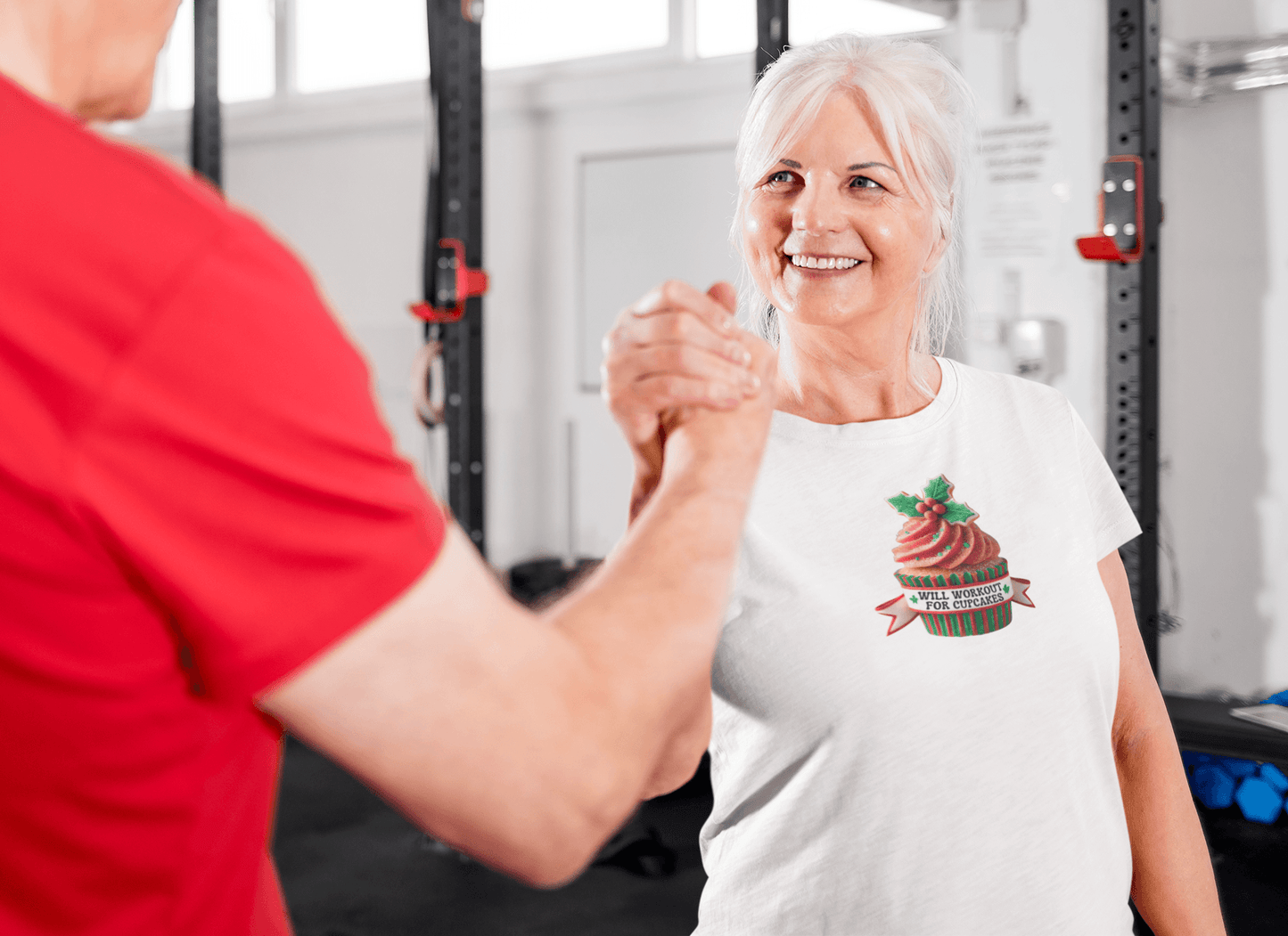 Will Workout for Cupcakes - Christmas Edition - Fuel Your Fitness! 🧁💪🎄 - Women's Softstyle Tee - Whippie's