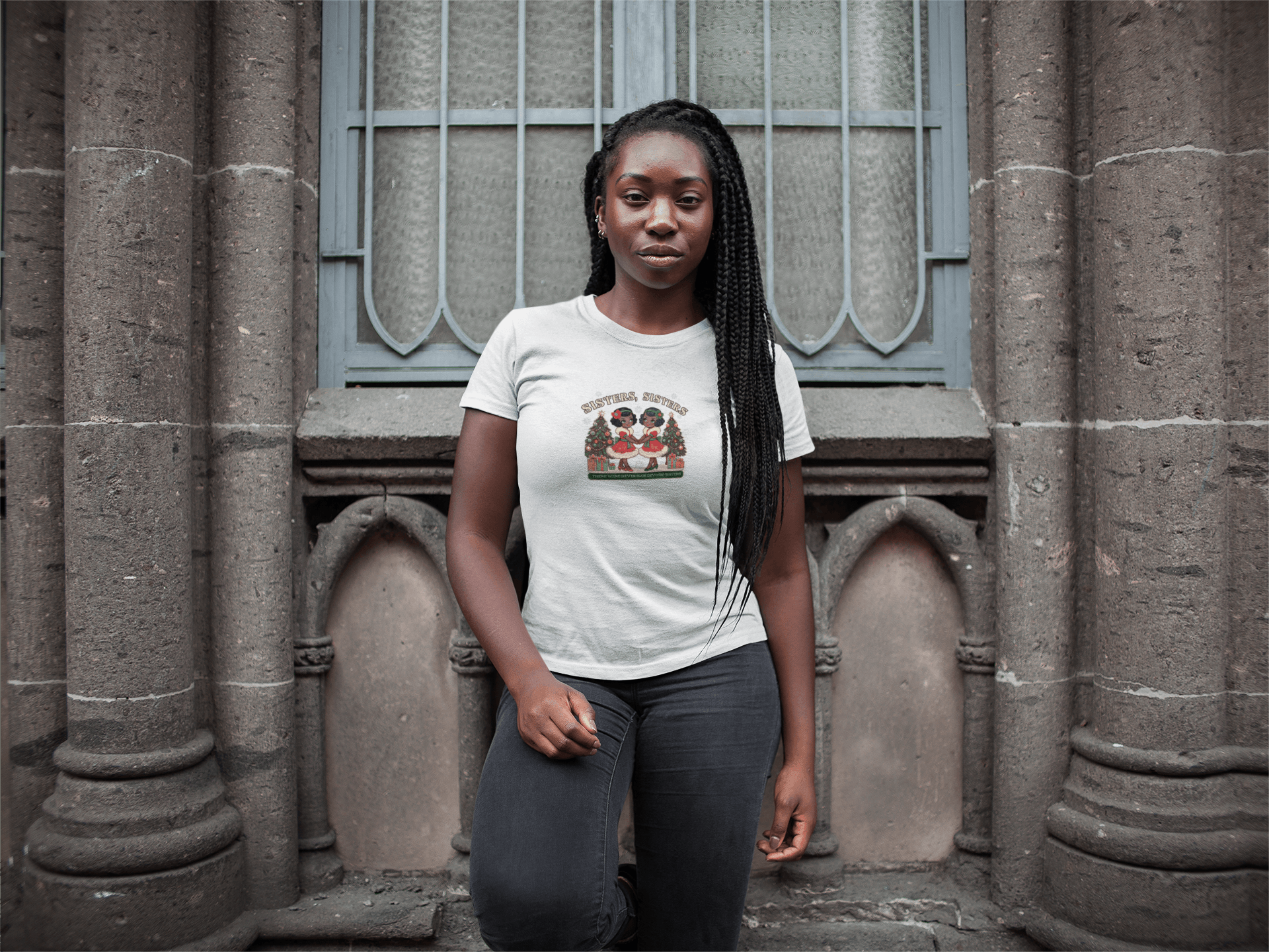 Sisters, Sisters (Black Sisters) - There Were Never Such Devoted Sisters! 👭🏿🎄 - Women's Softstyle Tee - Whippie's