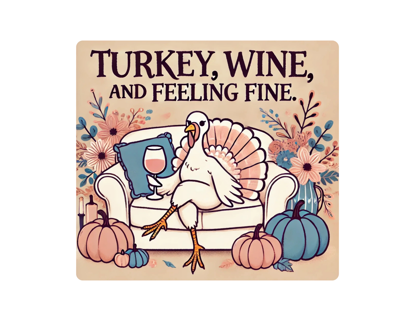 Turkey, Wine, Feeling Fine - Women's Turkey Tee