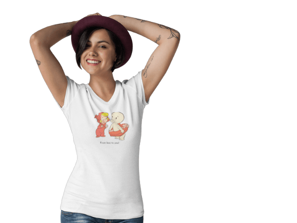 Boo to You! The Friendly Ghost's Sweetly Spooky Valentine ❤️👻 - Unisex Jersey Short Sleeve V-Neck Tee - Whippie's