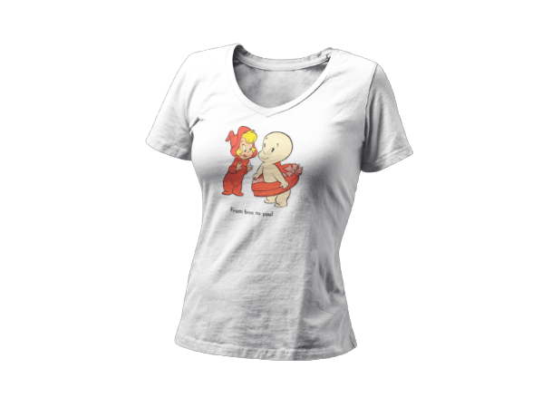 Boo to You! The Friendly Ghost's Sweetly Spooky Valentine ❤️👻 - Unisex Jersey Short Sleeve V-Neck Tee - Whippie's