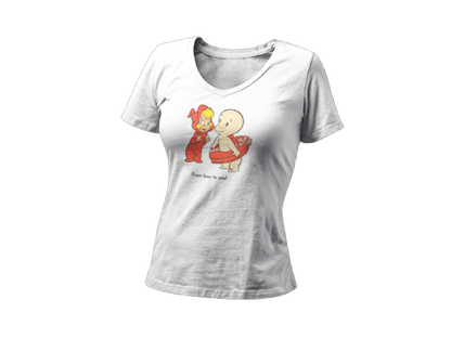 Boo to You! The Friendly Ghost's Sweetly Spooky Valentine ❤️👻 - Unisex Jersey Short Sleeve V-Neck Tee - Whippie's