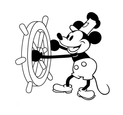 Steamboat Willie - Mealtime Magic! 🚢✨ Baby Contrast Trim Jersey Bib - Whippie's